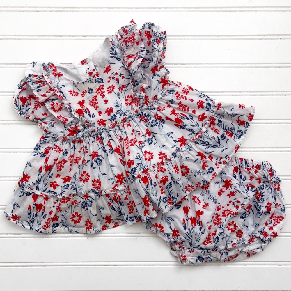 JANIE & JACK EUC/LN Floral Ruffle Bloomer Set